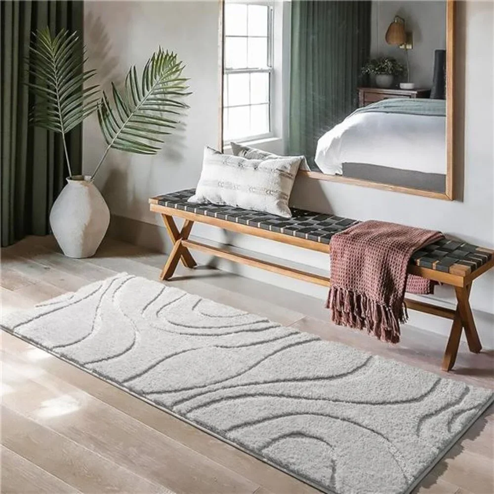 Large Bathroom Rug Runner 24x60 Soft Microfiber Non Slip Absorbent Bath Mat Grey